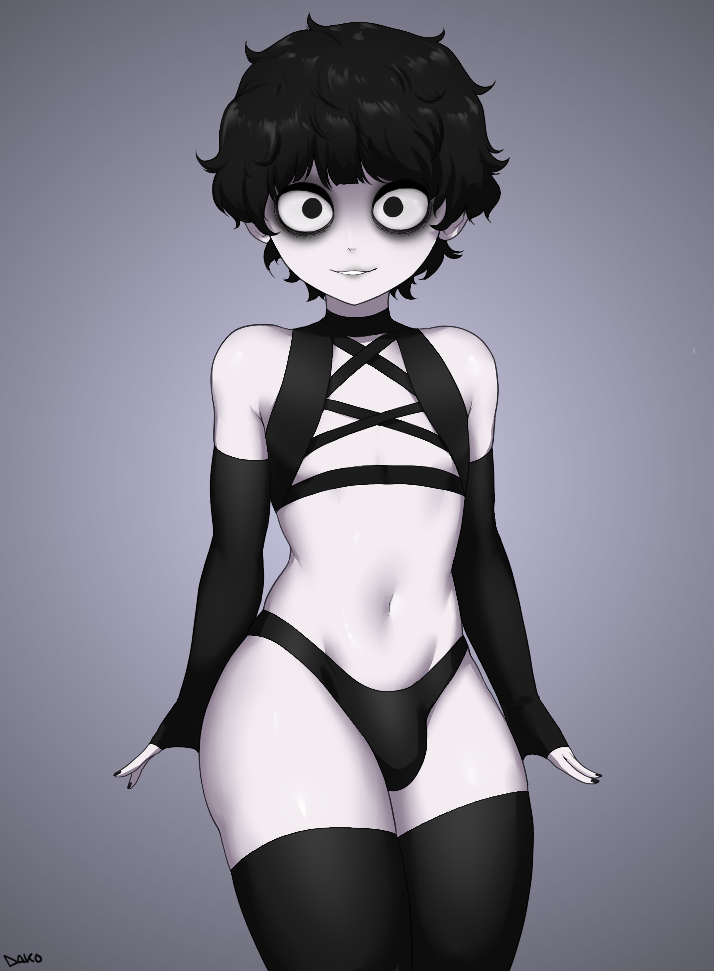 1boy, arachnidray, bulge, cursedarachnid, dako, femboy, goth, male, panties, real person, solo, thighs