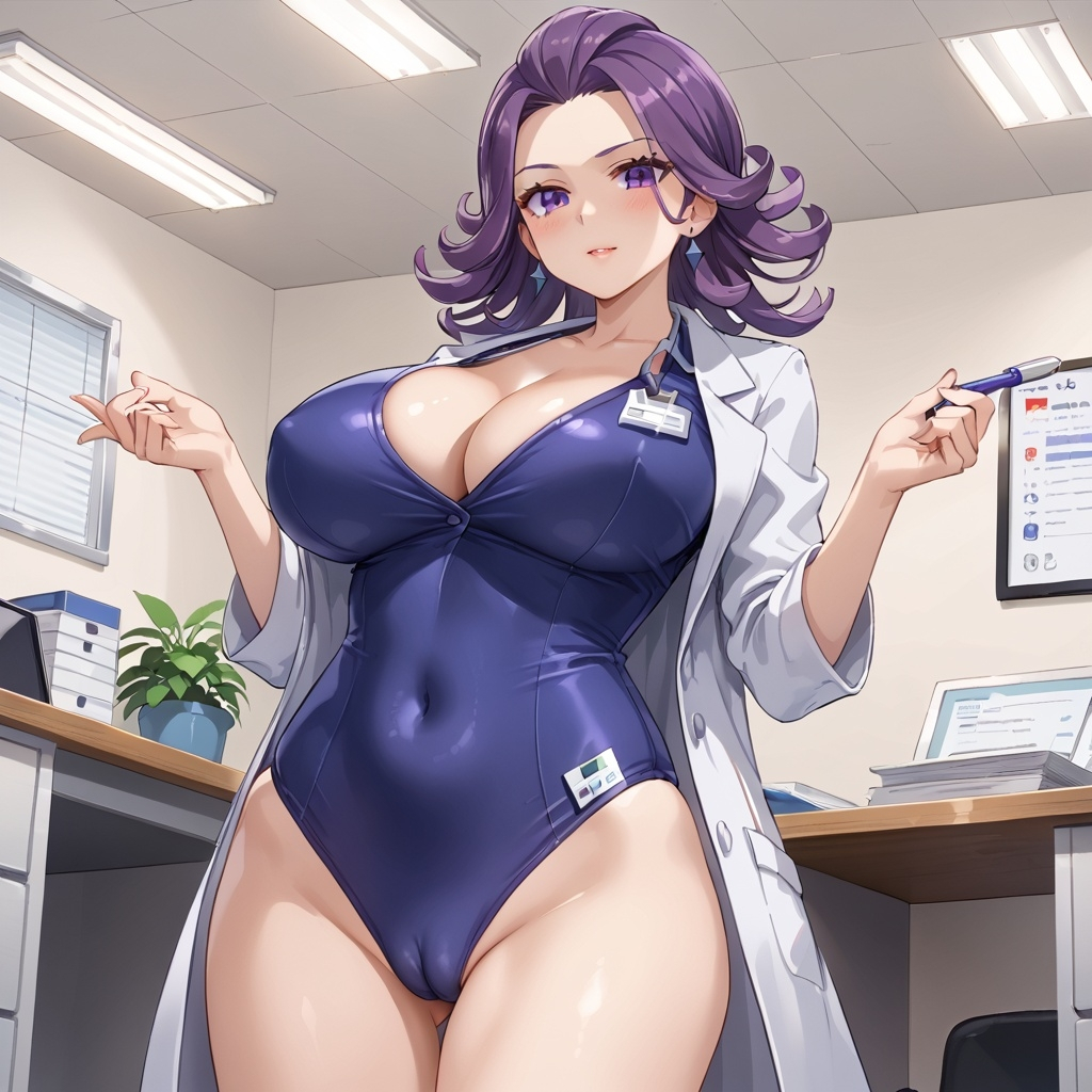 1girls ai_generated big_breasts cameltoe labcoat philena_ivy pokemon pokemon_(anime) professor_ivy_(pokemon_anime) swimsuit_under_clothes