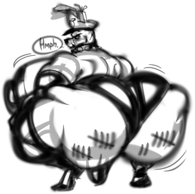 1boy anthro ass back_view barely_clothed big_ass big_butt bobthetanuki bulge extrasizedbob fat_ass fat_butt five_nights_at_freddy's five_nights_at_freddy's_3 fnaf from_behind gay huge_butt humanoid hyper hyper_butt leather looking_back male male_only monochrome nipples no_females overweight overweight_male presenting solo solo_male spiked_collar springtrap_(fnaf) squat squatting text thick_ass thick_butt thick_thighs william_afton