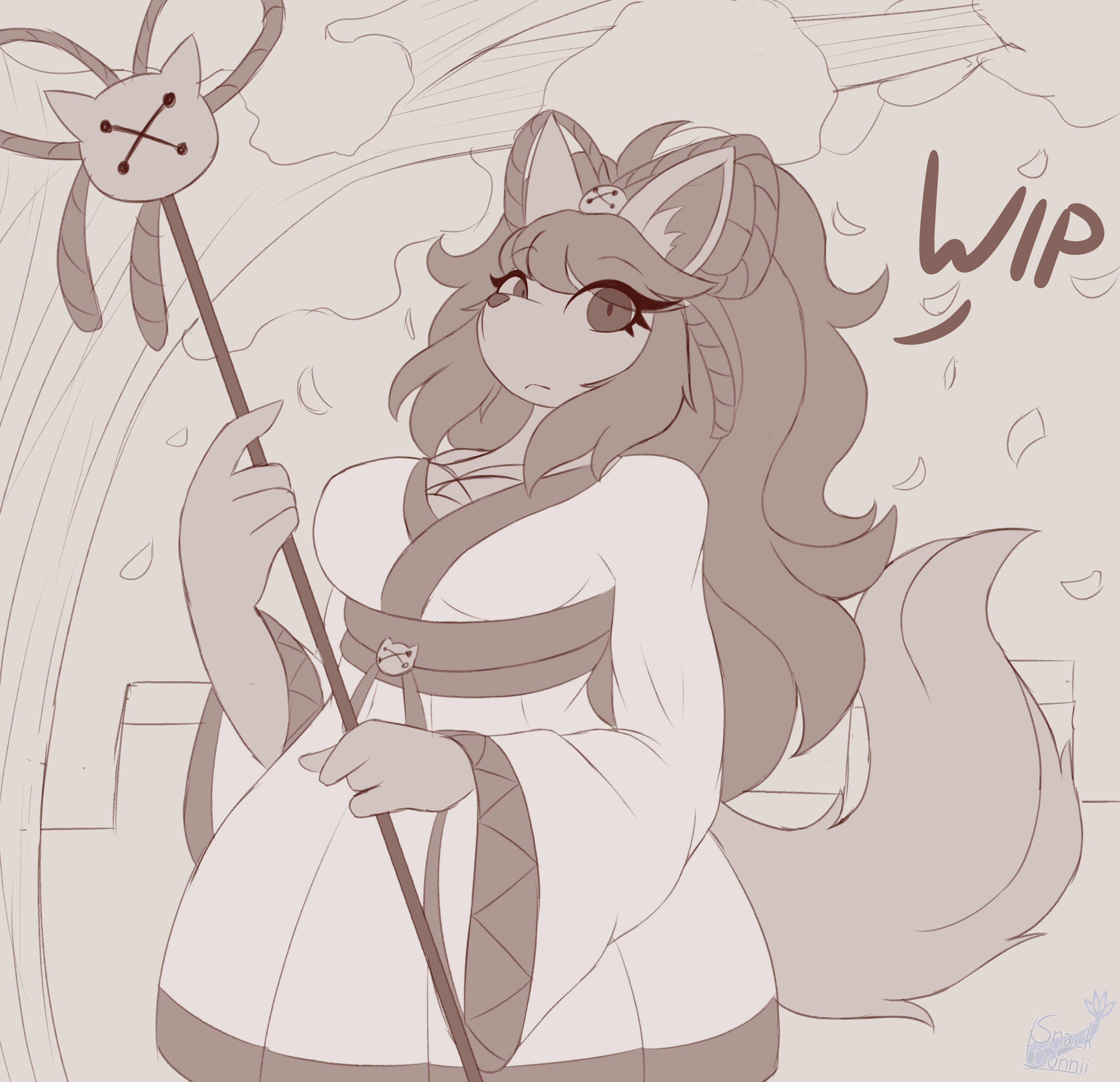 anthro, big breasts, breasts, ceroba (undertale yellow), ceroba ketsukane, female, female only, snackbunnii, solo, thick thighs, undertale, undertale (series), undertale au, undertale yellow, voluptuous, wide hips