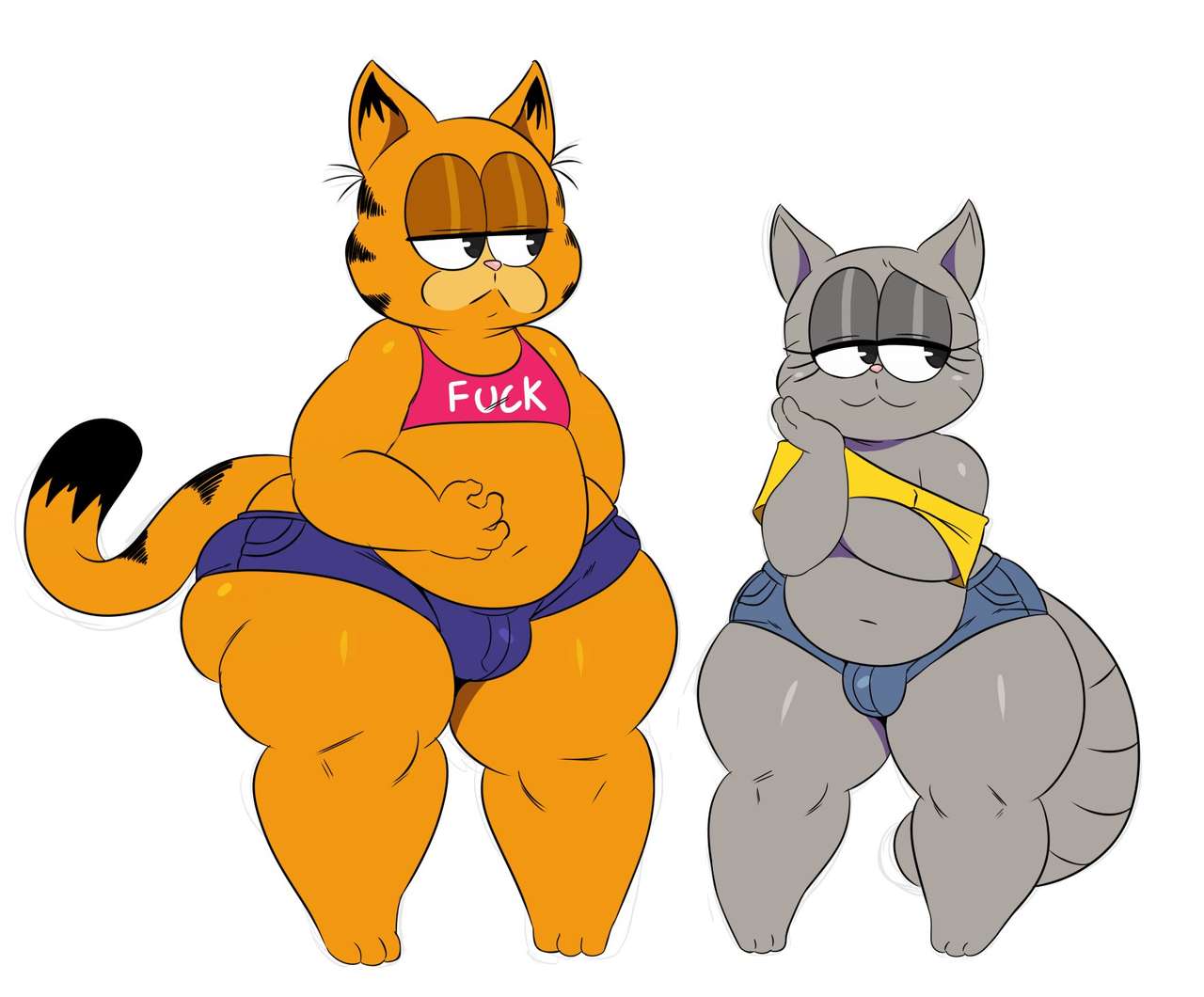 2boys 2males :3 belly big_ass big_butt black_stripes bulge bulge_through_clothing chubby chubby_male clothed clothes clothing cute fat fat_ass feline femboy femboy_only garfield_(series) garfield_the_cat gay girly girly_boy grey_fur hand_on_head holding_head male male/male male_only nermal nermal_(garfield) nickelodeon orange_fur overweight overweight_male paramount_pictures paws,_inc. scratching scratching_belly shorts sssonic2 striped_body stripes teapot_(body_type) wide_hips yaoi