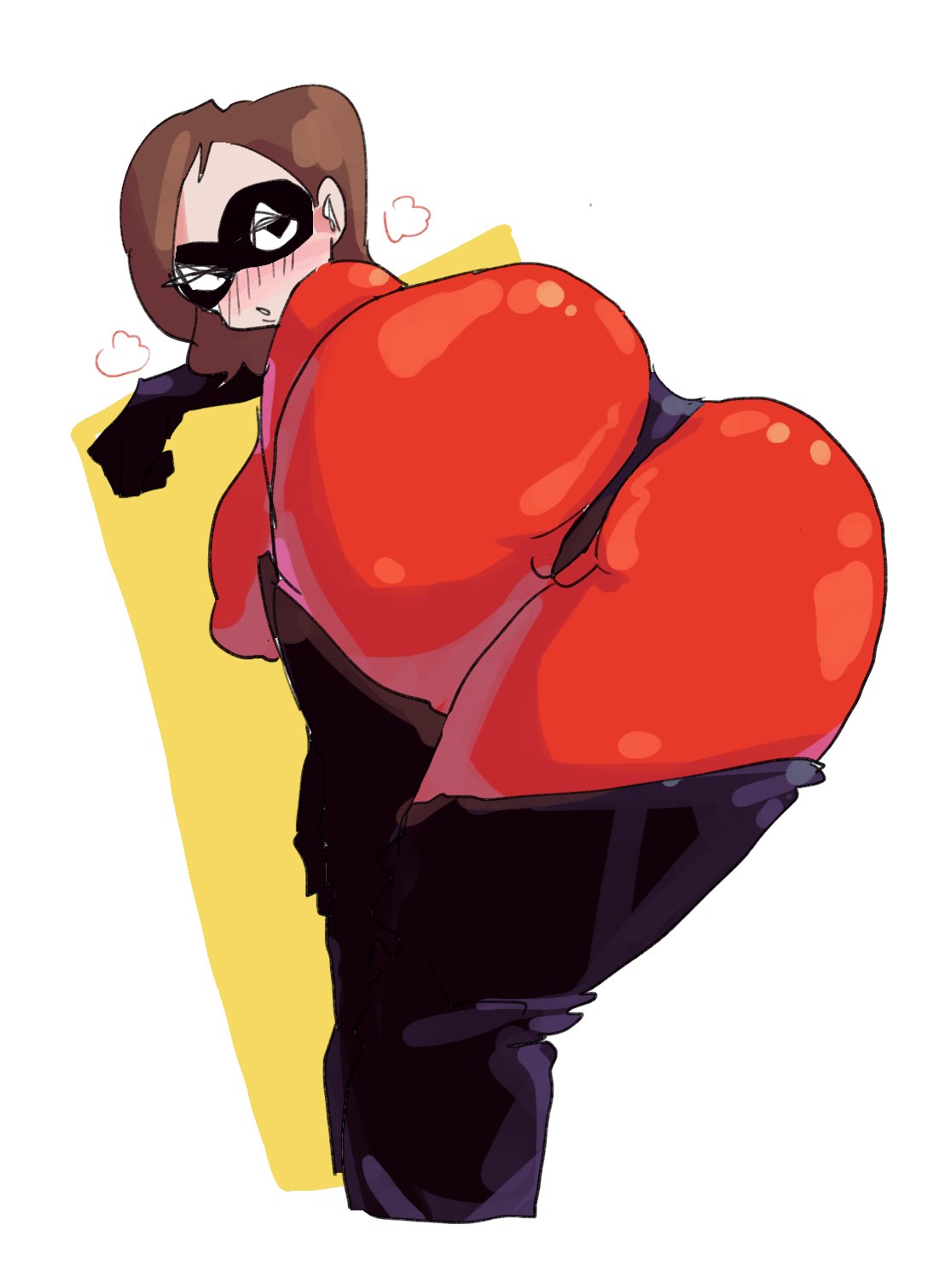 1girls, ass, bodysuit, brown eyes, brown hair, disney, elastigirl, female, female only, helen parr, leebongchun, looking at viewer, looking back, milf, pixar, rough sketch, smooth skin, solo, superheroine, the incredibles, white background