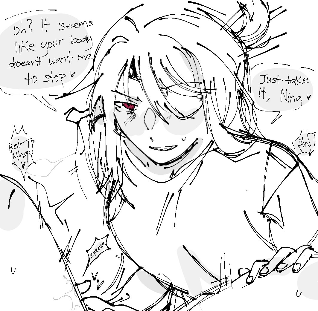 2girls, beidou (genshin impact), english dialogue, english text, eyepatch, female, female focus, female only, female pov, finger fuck, fingering, fingering partner, fingering pussy, genshin impact, hand on thigh, legs apart, lesbian sex, long hair, monochrome, ningguang (genshin impact), pov, pov eye contact, pussy, red eyes, vaginal penetration, wet, wet pussy, yuri