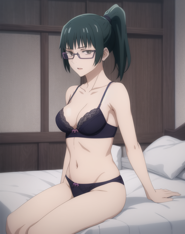 ai generated, female, glasses, green hair, jujutsu kaisen, stable diffusion, zenin maki
