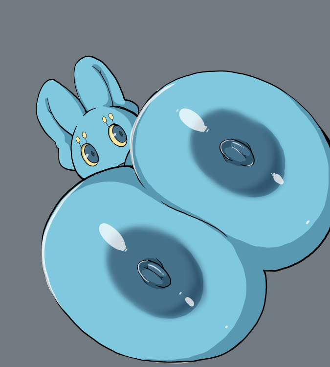 big_areola big_breasts blue_skin breasts ear erect_nipples eyes hyper hyper_breasts manaphy petronoise pokémon_(species) pokemon pokemon_dppt shiny_breasts shiny_skin