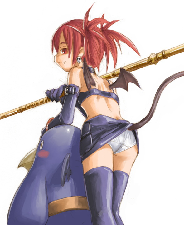 disgaea disgaea_1 etna kasuga_yukihito nippon_ichi_software prinny skirt skirt_lift tail thighhighs