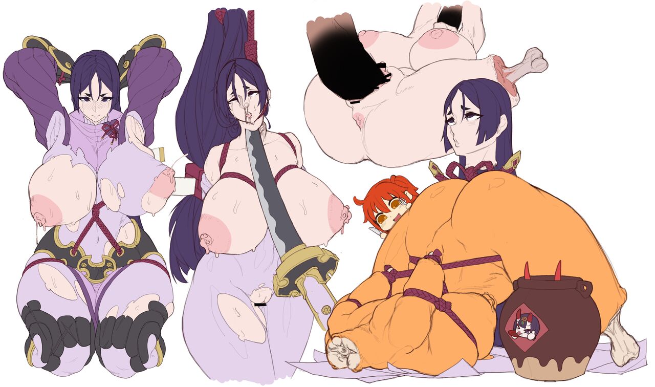 fate/grand_order fate_(series) food gore guro minamoto_no_raikou_(fate/grand_order) roasted