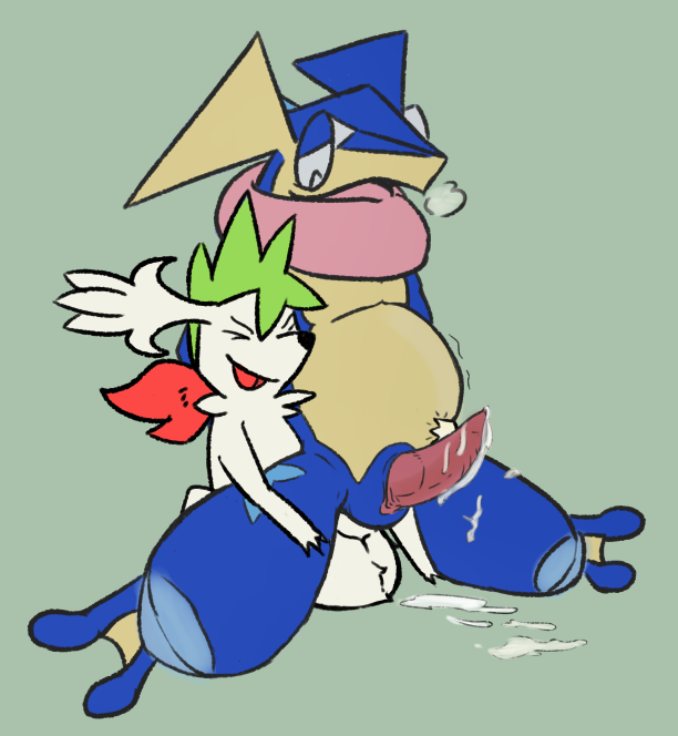 anal anal_sex anonymous_artist anthro balls big_balls bodily_fluids chessy_(shaymin) cum cum_in_ass cum_inside cum_while_penetrated duo feral genital_fluids genitals greninja huge_balls hyper hyper_balls hyper_genitalia inflation legendary_pokemon male male/male nintendo penetration pokémon_(species) pokemon pokemon_(species) shaymin sky_forme_shaymin video_games