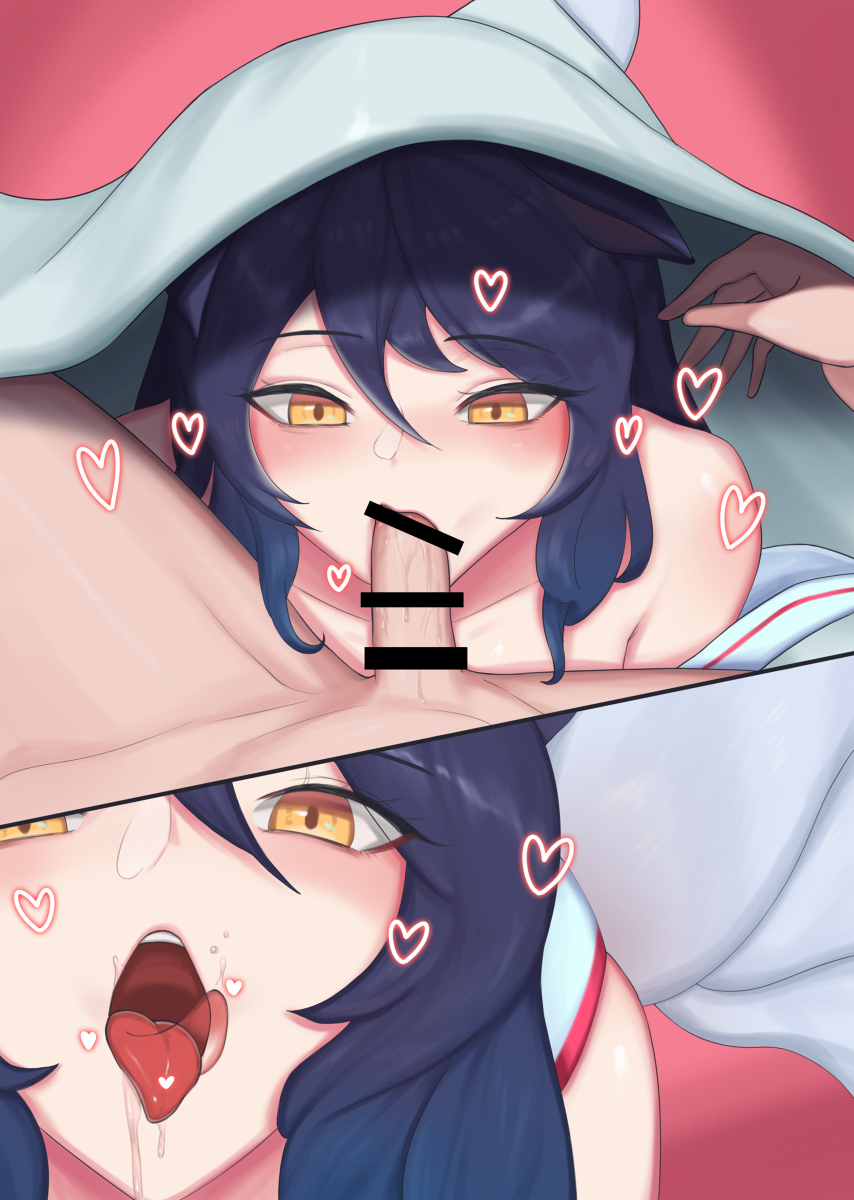 ahri, animal ear fluff, animal ears, animal girl, black hair, blowjob, cccco, censored, clothing, eyelashes, eyeliner, eyeshadow, facial markings, fellatio, female, fluffy, fluffy ears, fluffy tail, fluffy tails, fox, fox ears, fox girl, fox tail, furry tail, humanoid, inner ear fluff, kemonomimi, kitsune, league of legends, light skin, light-skinned female, long hair, male, multi tail, nine tailed fox, oral, oral sex, pale skin, pale-skinned female, penis, riot games, tail, vastaya, video games, yellow eyes