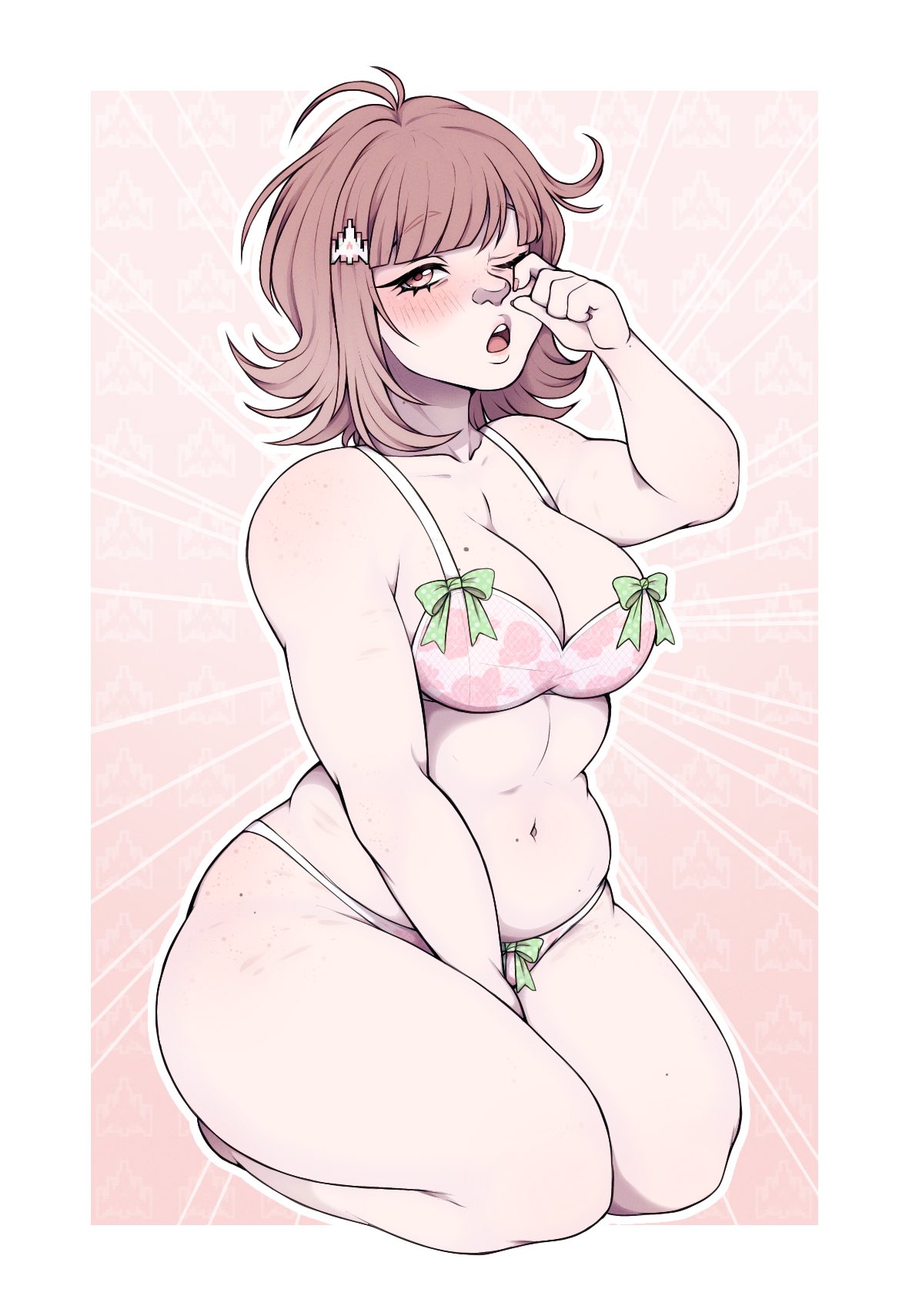 2022, bikini, bikini bottom, bikini top, breasts, chubby, chubby female, cleavage, danganronpa, danganronpa 2: goodbye despair, female, large breasts, nanami chiaki, octentai (artist), straight hair