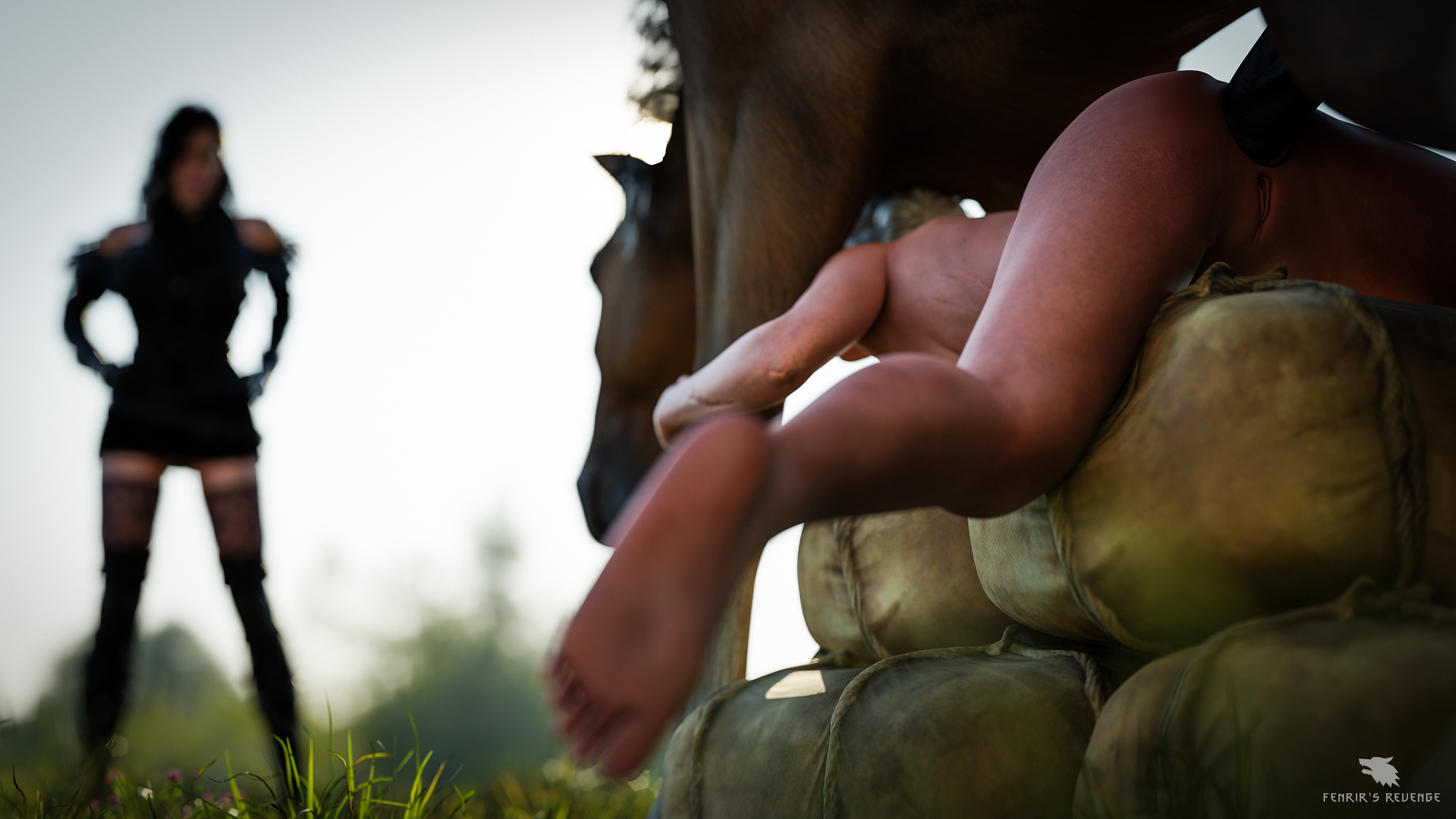 2girls, 3d, anal, anal penetration, anal sex, animal penis, ass, bestiality, black gloves, blurry background, caught, ciri, feet, female, fenrir'srevenge, feral, feral on female, feral penetrating, feral penetrating human, gloves, horse, horse penis, horsecock, human penetrated, male, naked, naked female, nude, nude female, outside, penis, pussy, skirt, tagme, the witcher (series), the witcher 3: wild hunt, thighs, voyeur, voyeurism, watermark, yennefer, zoophilia
