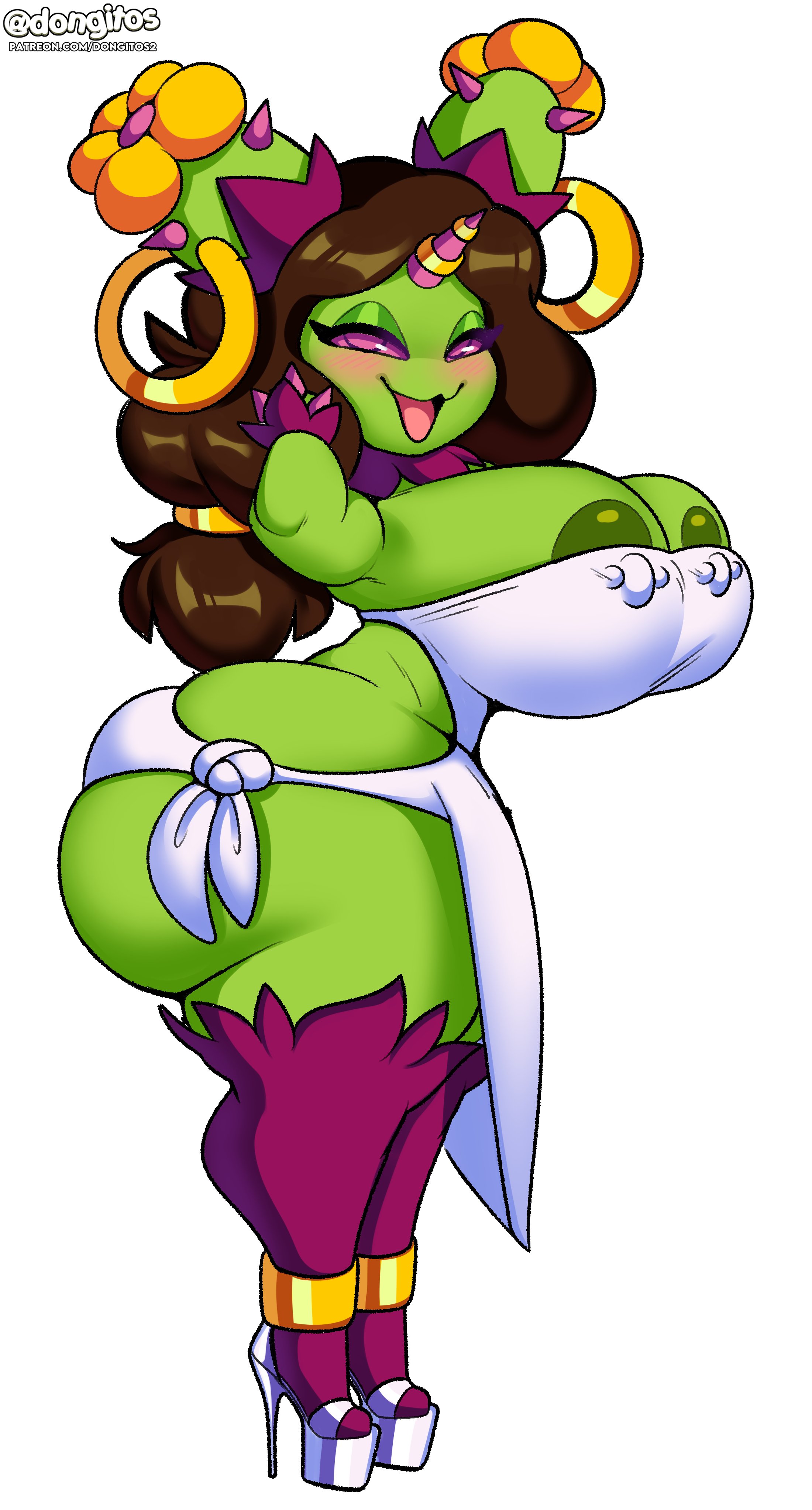 armless, ass, big ass, big breasts, breasts, bubble ass, bubble butt, chiquita (lexoastonov), dongitos, female, high heels, plant girl, shortstack, tagme