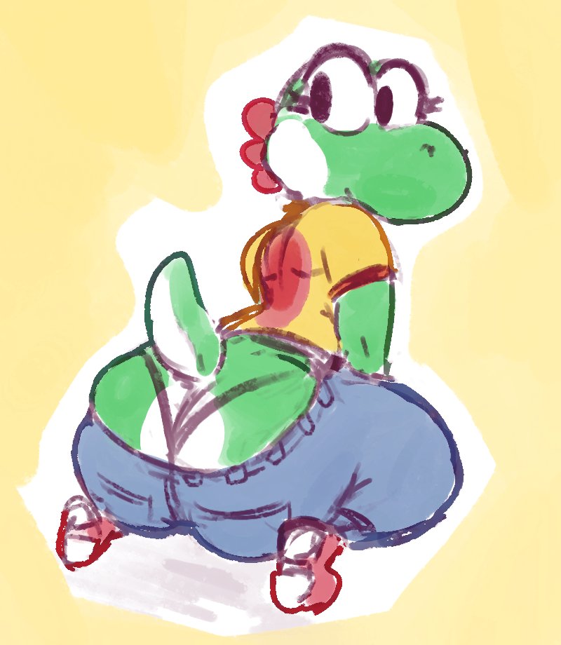 ass ass_cleavage big_ass butt_crack female female_focus female_only huge_ass kiseff mario_(series) nintendo rule_63 thick_thighs thighs yoshi