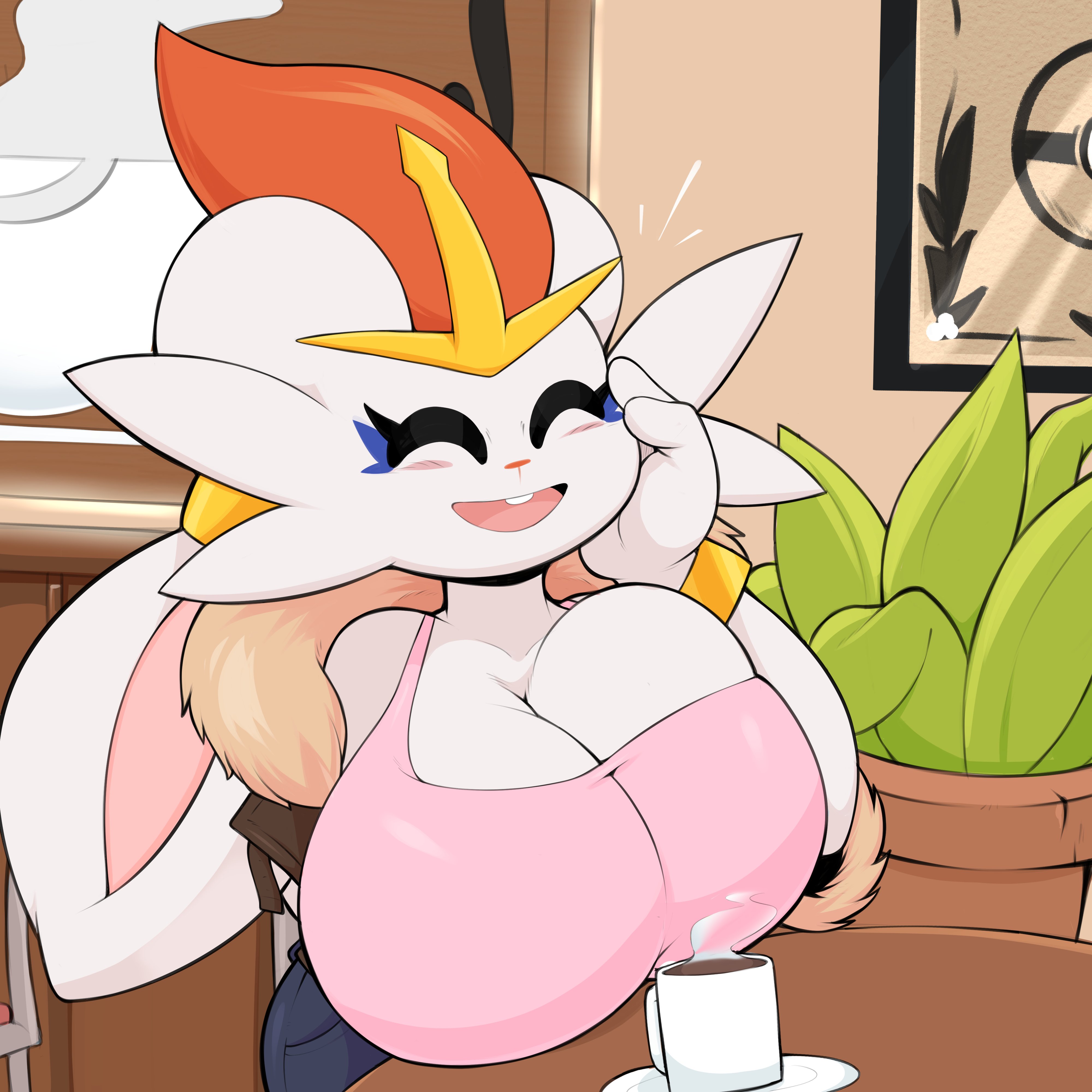 1girls, anthro, big breasts, breasts, cinderace, female, nintendo, pokémon (species), pokemon, pokemon (species), pokemon xy, tagme, virito