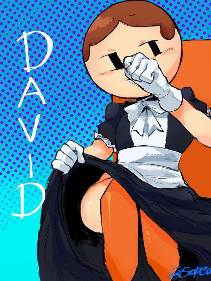 dave_and_bambi_mod david_(grantare) lifting_skirt maid_dress male mob_face short_hair sitting sopeasofa