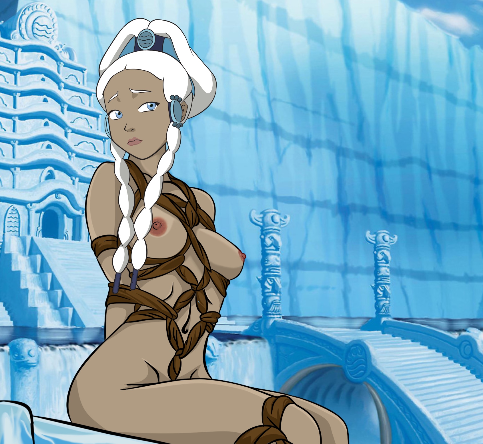 avatar the last airbender, bondage, breasts, eye of the beholder, female, nickelodeon, small breasts, solo, tagme, water tribe, yue