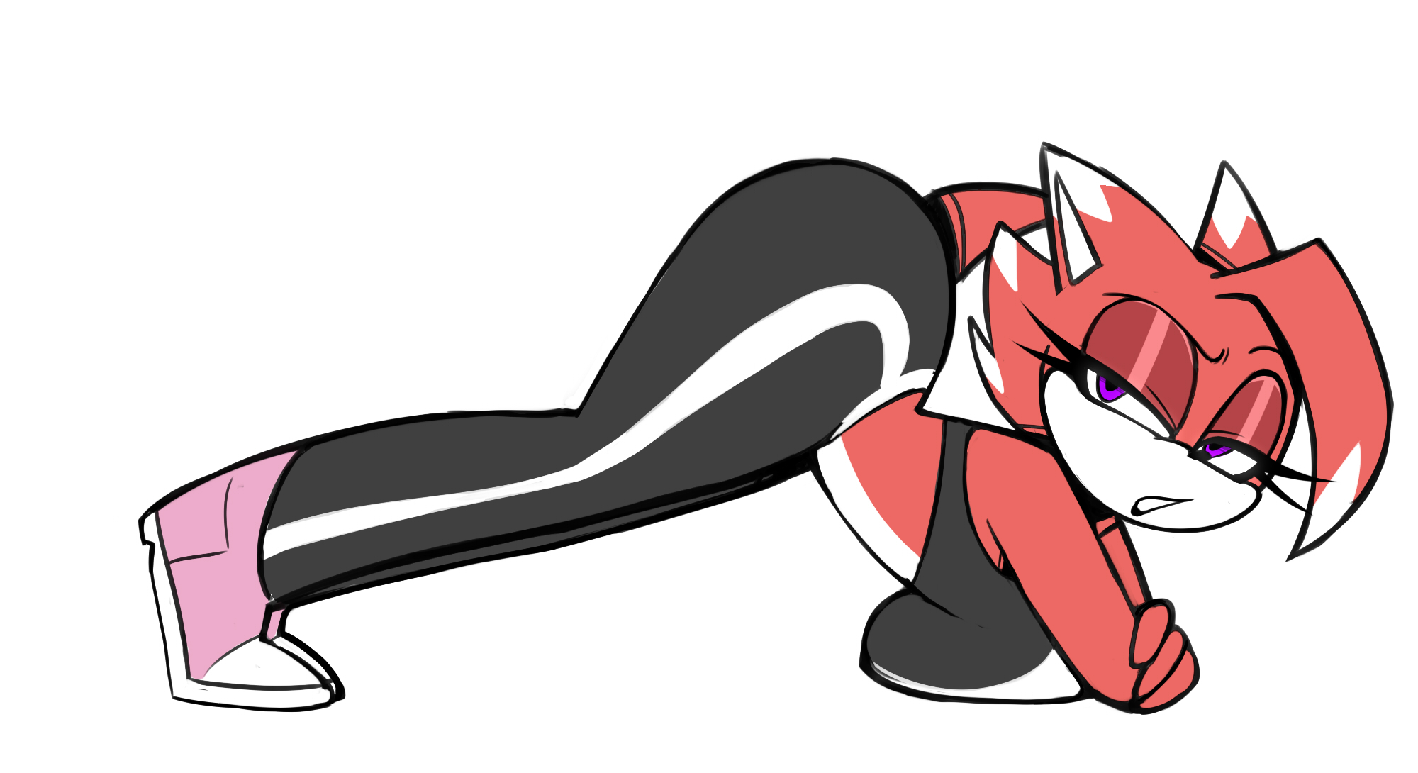 1girls, anthro, ass, breasts, fan character, female, fully clothed, furry, huge ass, huge breasts, milf, nelljoestar, original, original character, red fur, sega, solo, sonic (series), sonic the hedgehog (series), stretching, unnamed sonic oc (nelljoestar), yoga pants