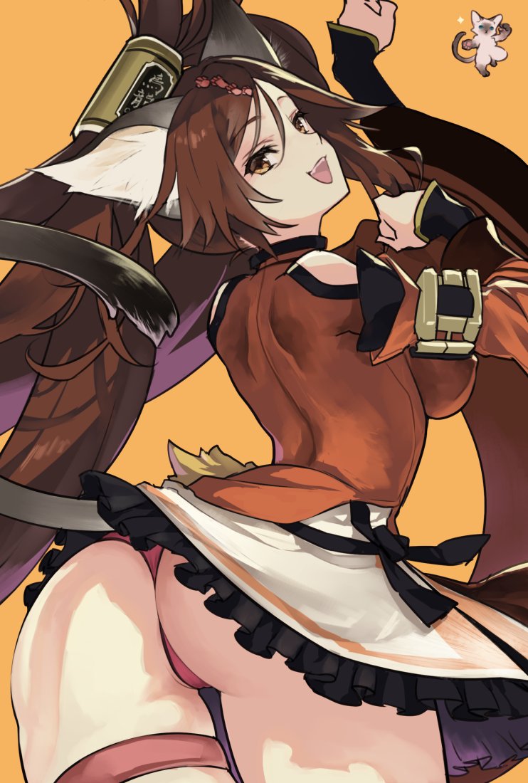 1girls amailohalmachi animal_ears artist_request ass big_ass big_butt breasts brown_clothing brown_hair cat_ears cat_pose cat_tail catgirl dark_hair east_asian_clothing far_eastern_clothing female female_only guilty_gear jacket kuradoberi_jam martial_artist medium_breasts nice_ass panties pantyshot skirt smile smiling solo solo_female tagme tagme_(artist) tail thigh_strap thighs