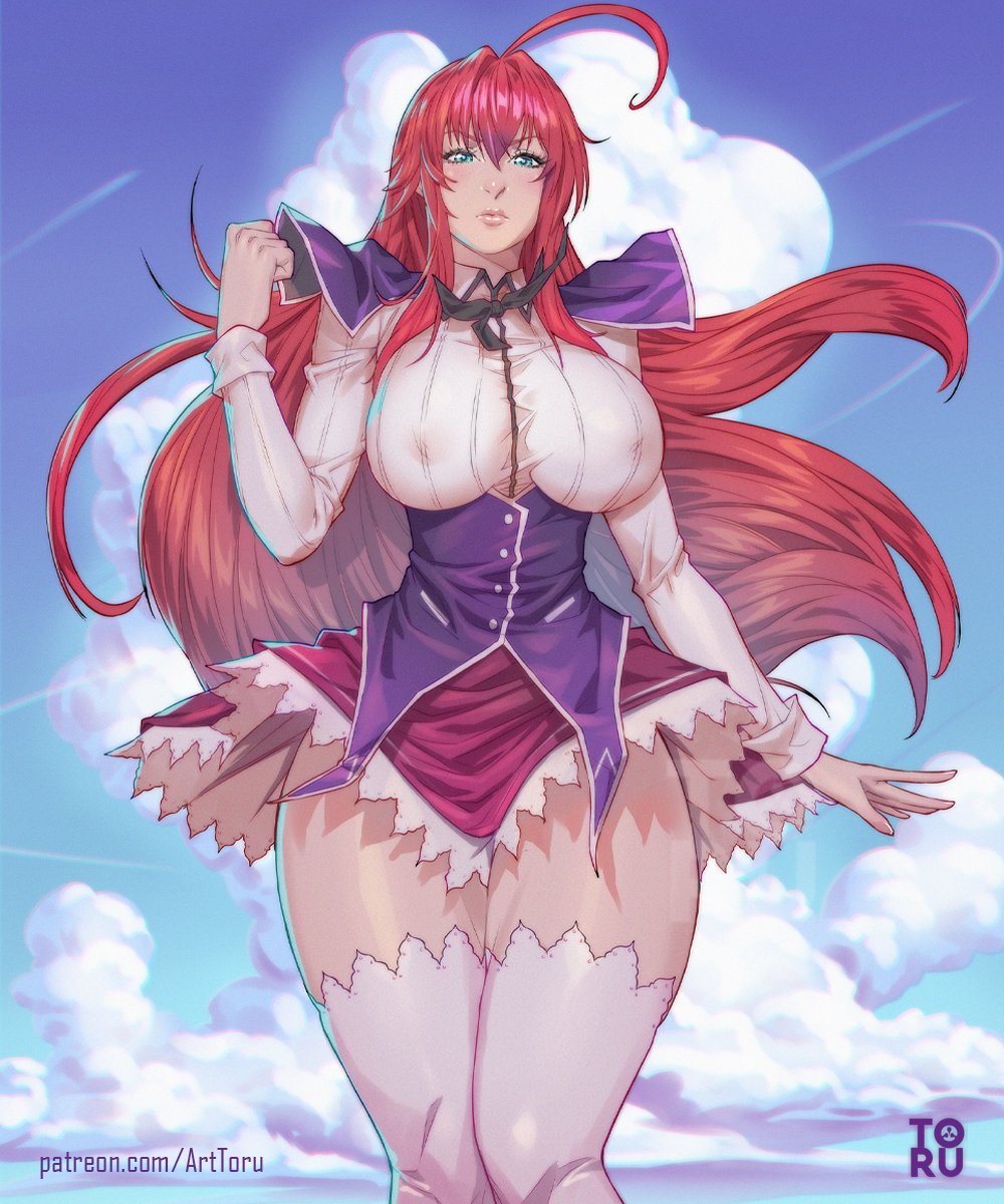 1girls, 2022, arttoru, big breasts, breasts, curvaceous, curvy figure, erect nipples, female, female only, high resolution, high school dxd, long hair, looking at viewer, microskirt, nipple bulge, nipples, nipples visible through clothing, red hair, rias gremory, skirt, tagme