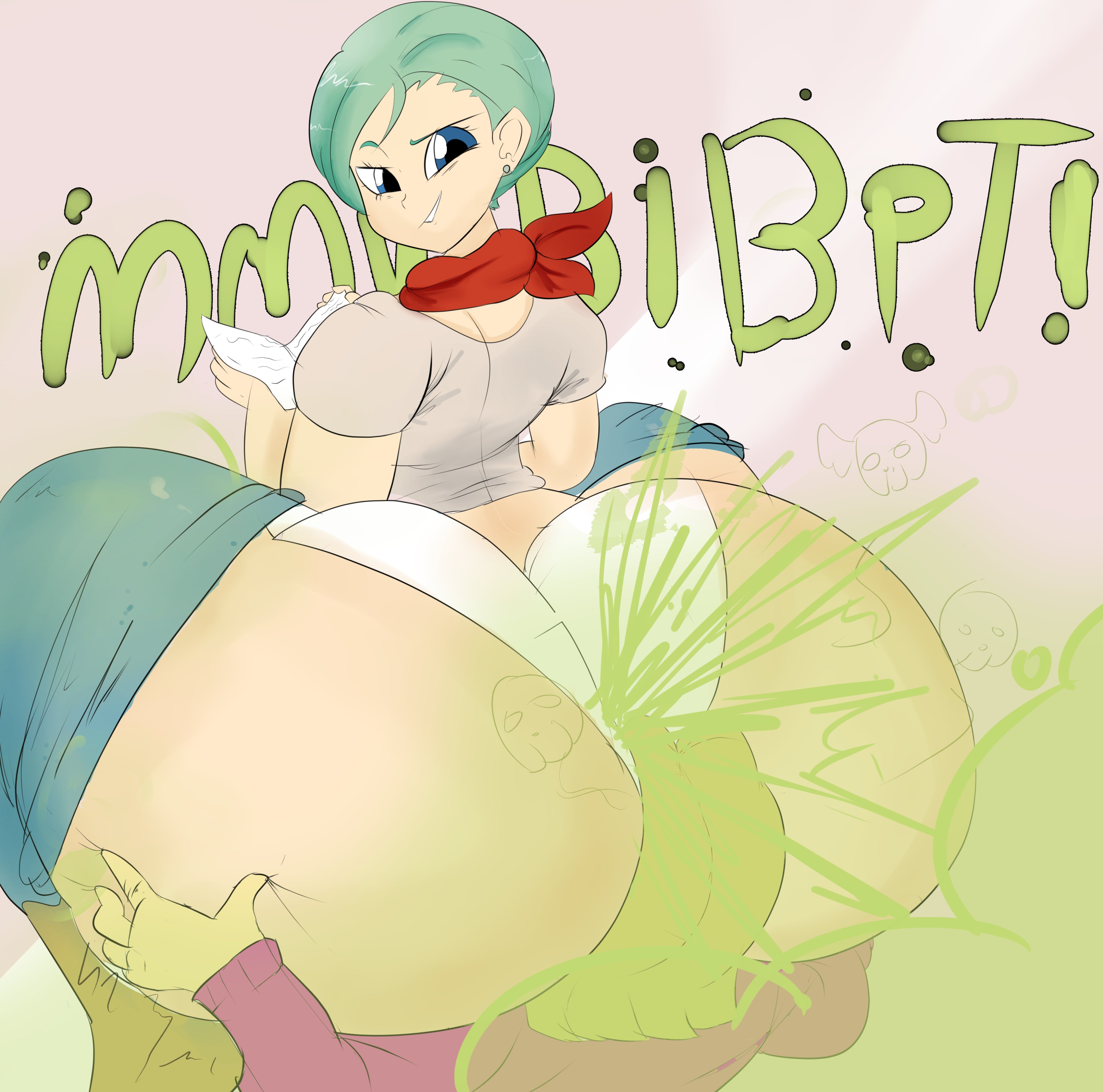2girls, android 18, ass, ass grab, ass on face, big ass, big butt, blonde hair, blue eyes, blue hair, bulma briefs, dragon ball, dragon ball z, facesitting, fart, fart cloud, fart fetish, farting, farting in face, female, jeans, jeans down, looking back, melissaalli, multiple females, multiple girls, panties, pants down, rear view, scarf, short hair, shounen jump, smile, thick thighs, white panties, yuri