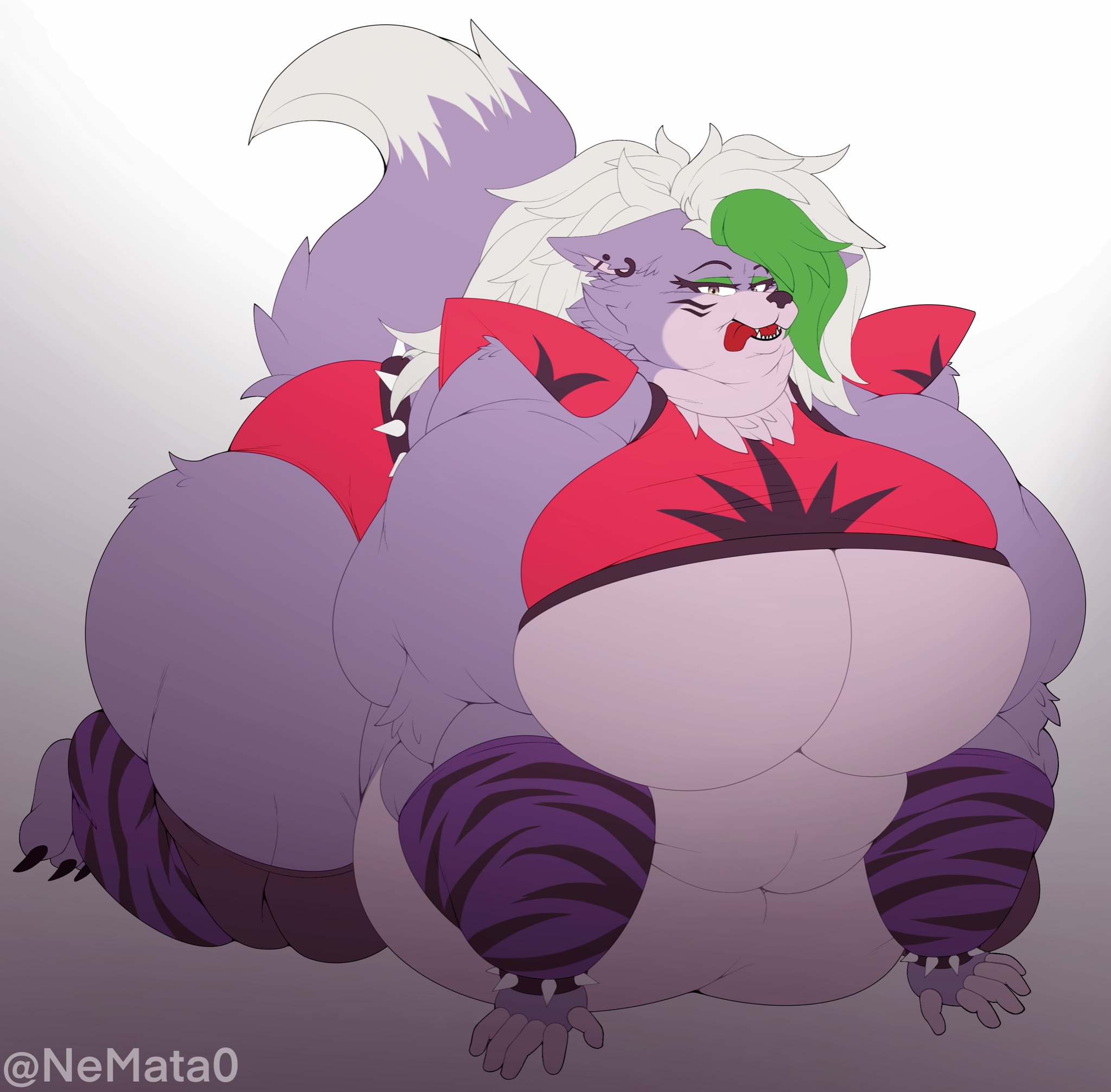 anthro, big breasts, breasts, fat, female, five nights at freddy's, five nights at freddy's: security breach, furry, morbidly obese, nemata0, overweight, roxanne wolf (fnaf), solo, tagme