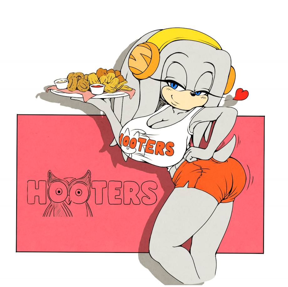 1girls animal_humanoid anthro ass big_breasts big_butt black_nose blue_eyes breasts bubble_ass bubble_butt cleavage clothing curvy curvy_figure echidna fan_character female female_only food grey_body grey_fur grey_hair grey_skin hand_on_hip headphones heart hooters hooters_uniform long_hair long_legs looking_at_viewer mammal michiyoshi narrowed_eyes pose robot robot_girl seductive sega shorts smile solo sonic_(series) sonic_the_hedgehog_(series) thick_thighs uniform video_games zeta_the_echidna