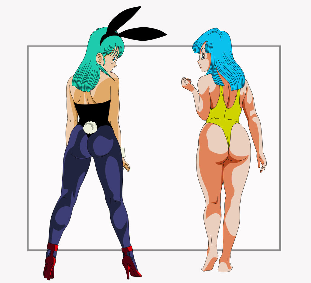 ass, ass focus, bulma, bulma (bunny), bulma briefs, bunnysuit, curves, curvy, curvy hips, dragon ball, dragon ball z, female, female focus, female only, half naked, huge ass, huge butt, maron, round ass, round butt, suggestive look, teenager, thick ass, thick legs, thick thighs, wide hips, wide thighs