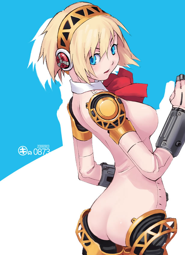 aegis_(persona) aigis_(persona) android blonde_hair blue_eyes bow cyborg kei_jiei machine persona persona_3 ribbon robot robot_girl robot_joints short_hair solo