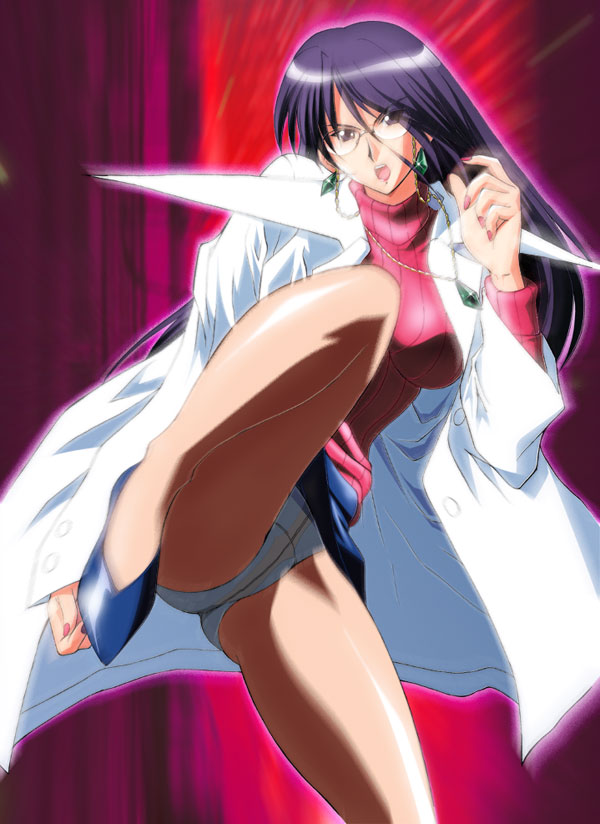 1girls artist_request blue_panties breasts capcom clothing female glasses high_heels jpeg_artifacts justice_gakuen kicking labcoat large_breasts legs long_legs mature medium_breasts minazuki_kyoko minazuki_kyouko miniskirt nurse panties panties_under_pantyhose pantyhose pantyshot pantyshot_(standing) ribbed_sweater rival_schools school_nurse sensei shiritsu_justice_gakuen shoes skirt solo standing sweater teacher thighs turtleneck underwear upskirt