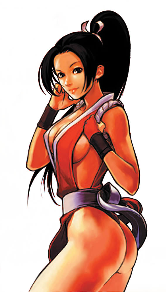 1girls ass black_eyes black_hair breasts cleavage fatal_fury female female_only hiroaki_(artist) human jpeg_artifacts king_of_fighters long_hair mai_shiranui official_art ponytail resampling_artifacts resizing_artifacts sideboob solo tied_hair