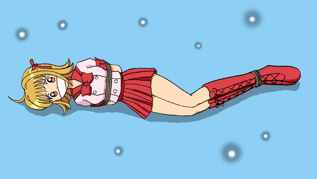 1girls arms_behind_back bondage boots breasts brown_eyes brown_hair clothing female gag gagged imminent_rape lucia_nanami mermaid_melody_pichi_pichi_pitch miniskirt scared school_uniform serafuku short_hair skirt small_breasts solo tied_up