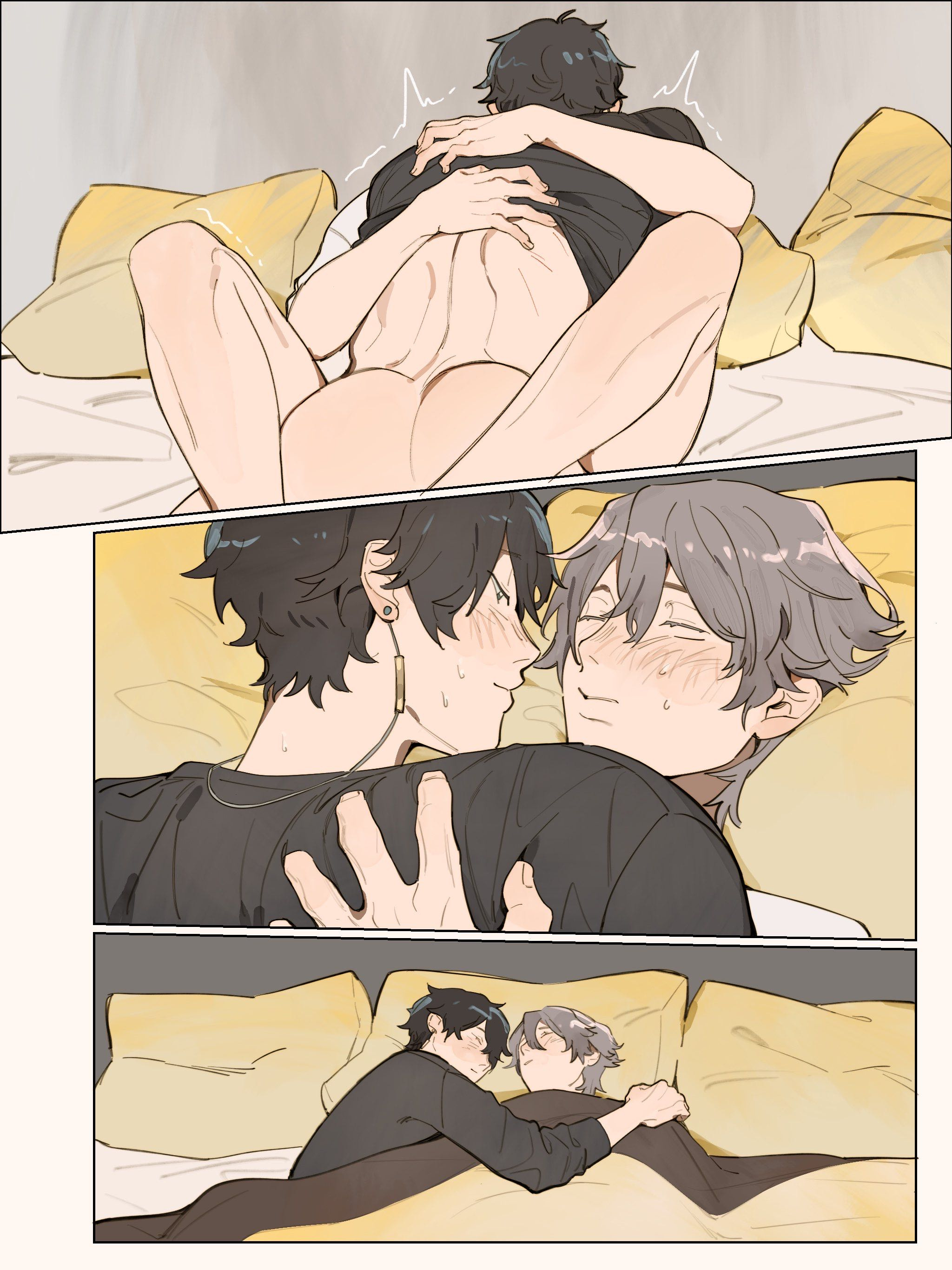 2boys, anal, brothums, caelus (honkai: star rail), comic, comic page, dan heng (honkai: star rail), gay, honkai: star rail, hoyoverse, male, male only, missionary position, partially clothed, tagme, yaoi