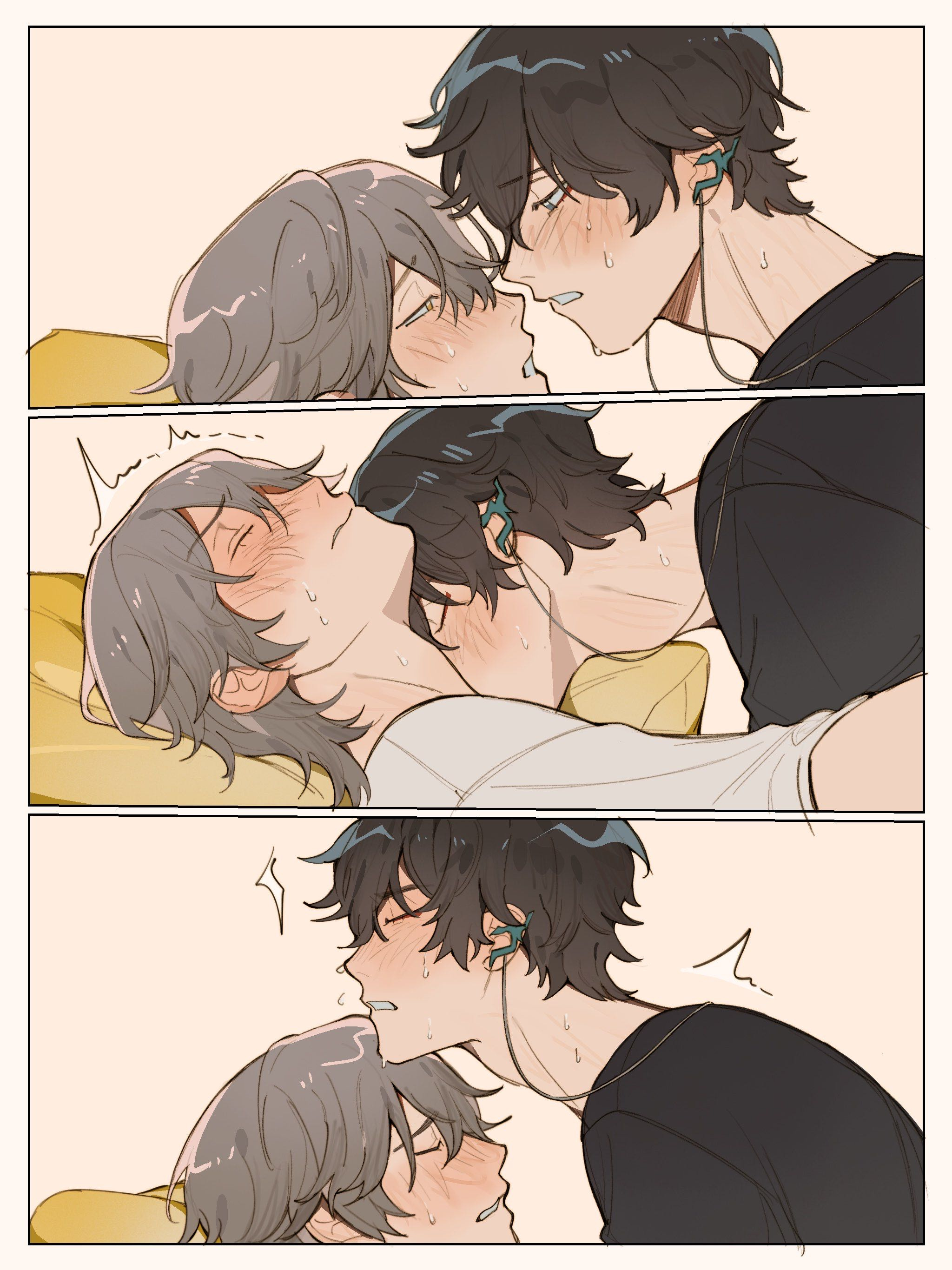 2boys, brothums, caelus (honkai: star rail), comic, comic page, dan heng (honkai: star rail), gay, honkai: star rail, hoyoverse, kissing neck, male, male only, tagme, yaoi