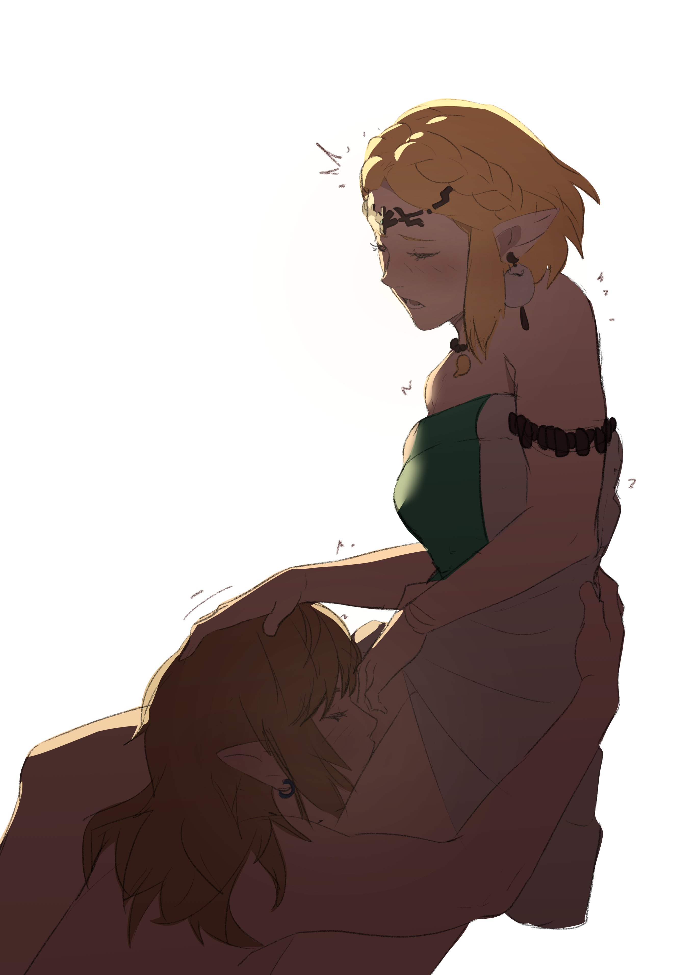 1boy, 1girls, blonde hair, cunnilingus, duo, female, light-skinned female, light-skinned male, link, link (tears of the kingdom), male, pomelomelon, princess zelda, ruler and subject, tears of the kingdom, the legend of zelda, the legend of zelda: tears of the kingdom, zelda (tears of the kingdom)