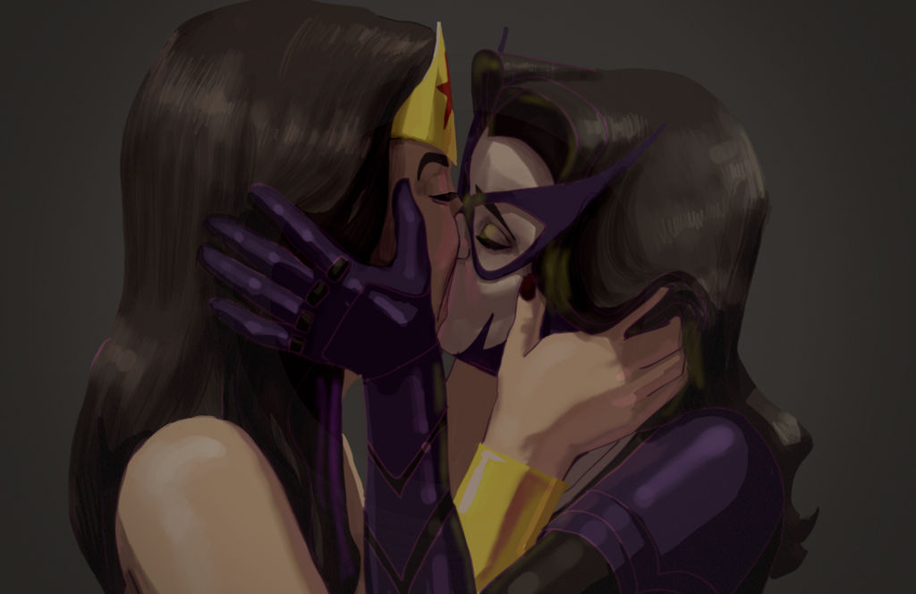 dc dc_comics helena_bertinelli huntress_(dc) justice_league kissing wonder_woman