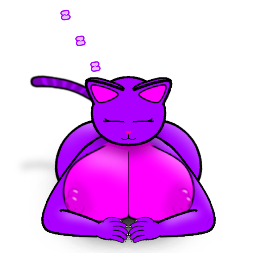 big_ass big_breasts cat_ears cat_tail catgirl eyes_closed malino_species nipples oc original_character pink_fur pretty_blood purple_fur sleeping