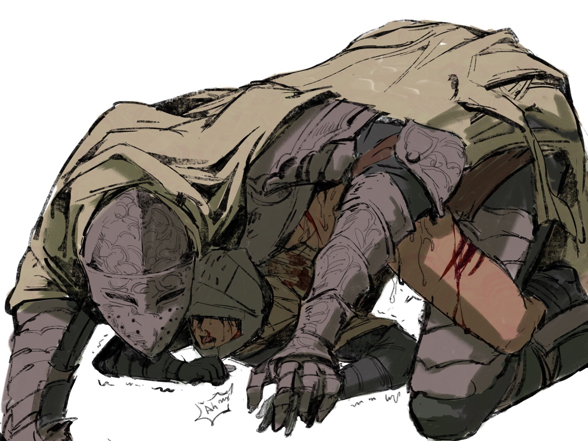 1boy, 1girls, 4:3, armor, bloodhound knight, doggy style, elden ring, female, knight, male, mianji01, rape, raped, straight