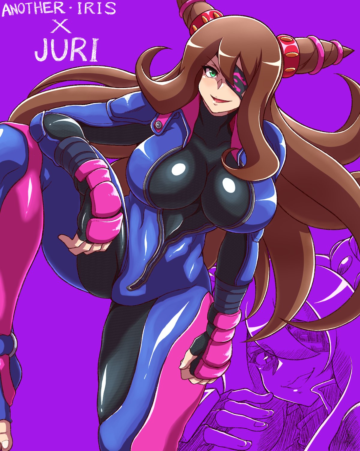 1girls alternate_costume big_breasts female iris_(mega_man) iris_-another-_(mega_man) juri_han_(cosplay) mega_man mega_man_x_dive noburockman street_fighter tagme