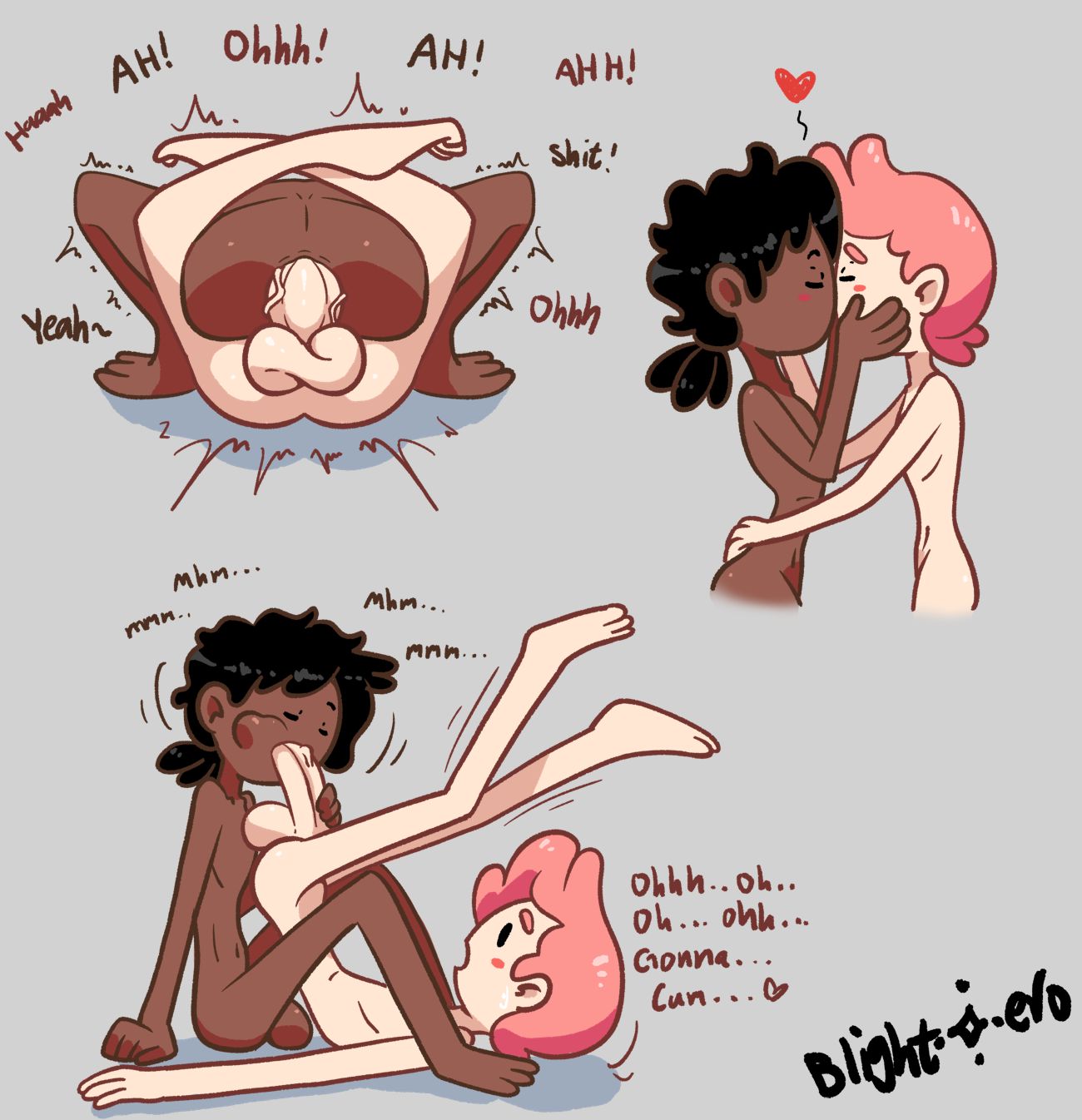 adventure_time anal black_hair blightstar dark_skin gay gay_domination gay_sex huge_cock human male marshall_lee marshall_lee_(black) nsfw oral pale_skin pink_hair yaoi