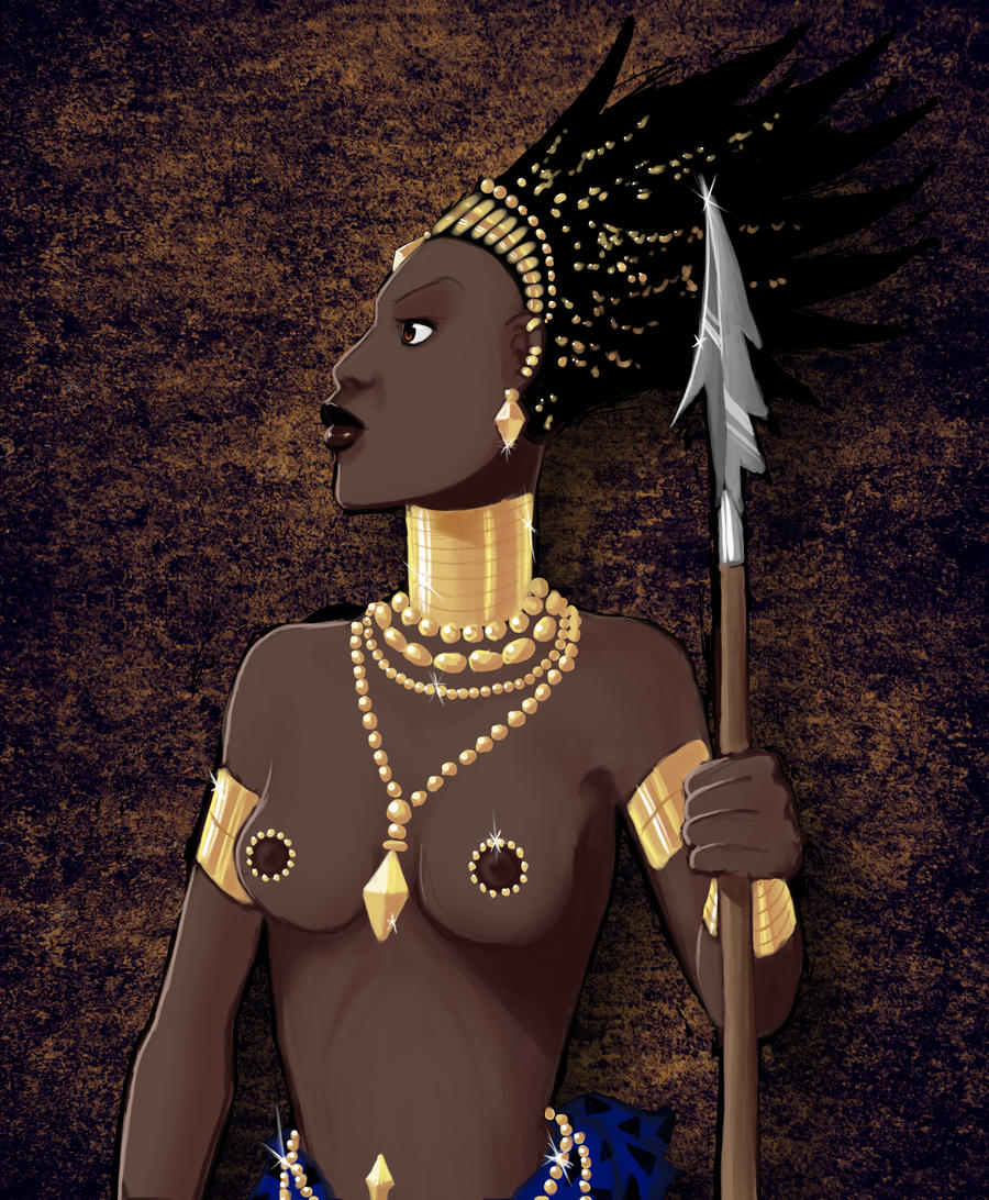 1girls african african_female breasts dark-skinned_female dark_nipples dark_skin female female_focus female_only gold_(metal) gold_jewelry karaba kirikou_and_the_sorceress long_hair mature_female melee_weapon milf nekorse nipples polearm spear spiky_hair topless topless_female weapon