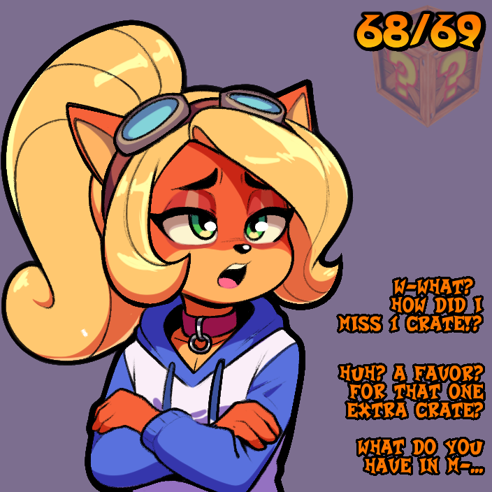 1girls 2d 2d_(artwork) 2d_artwork activision anthro bandicoot bangs blonde_female blonde_hair blonde_hair_female blue_clothing blue_hoodie chocker coco_bandicoot crash_(series) crash_bandicoot_(series) dongitos eyebrows eyes female fingers fur furry goggles green_eyes half-closed_eyes hood_down hoodie imminent_oral imminent_sex interrupted_speech multicolored_body multicolored_fur offscreen_character open_mouth ponytail solo talking_to_another talking_to_offscreen tan tan_body tan_fur teeth teeth_showing tongue topwear white_clothing white_hoodie