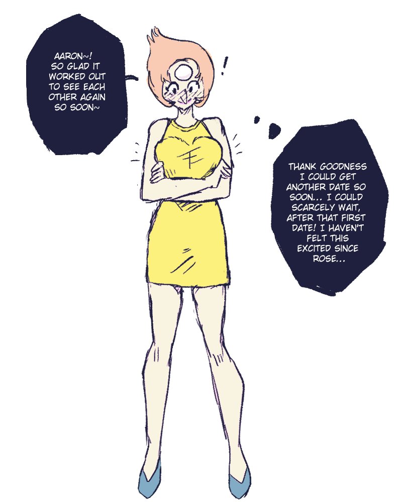 breast_expansion cartoon_network english_text gem_(species) pearl_(steven_universe) shishikasama steven_universe tagme thought_bubble yellow_dress