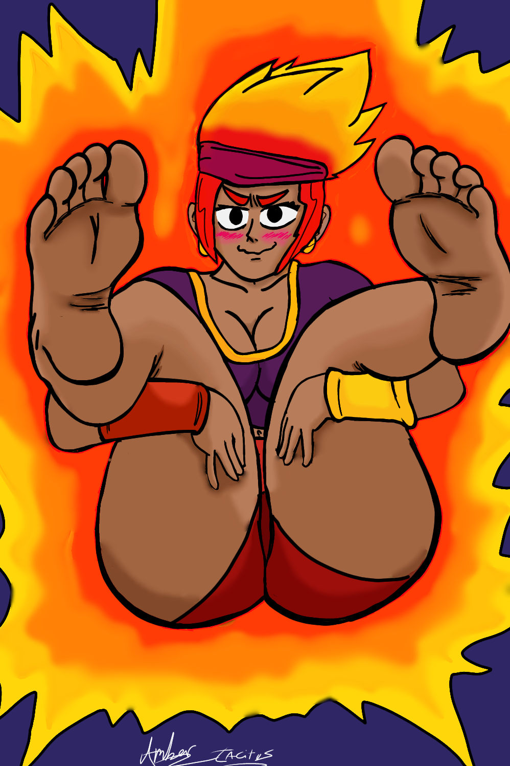 amber_(brawl_stars) ass ass_focus ass_grab big_ass big_breasts brawl_stars burning feet feet_together feet_up foot_fetish foot_focus pussy semi_nude smelly_feet sweaty_feet tacitusart