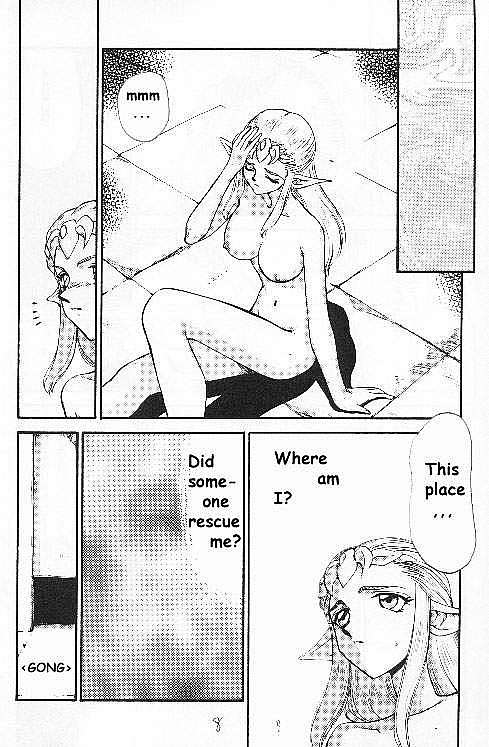 big_breasts breasts comic crown female hair hard_translated hat long_hair monochrome nintendo nude nude_female ocarina_of_time pointy_ears princess_zelda scan scan_artifacts solo straight_hair taira_hajime the_legend_of_zelda translated zelda_(ocarina_of_time)