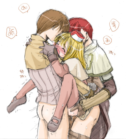 1girls 2boys acolyte anal blonde_hair clothed_sex color_sketch double_penetration female gangbang group_sex male_focus ragnarok_online rape sex sketch swordman thief thief_(ragnarok_online) thighhighs threesome