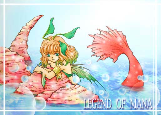 flameshe green_eyes legend_of_mana mermaid monster_girl ocean orange_hair seiken_densetsu solo water