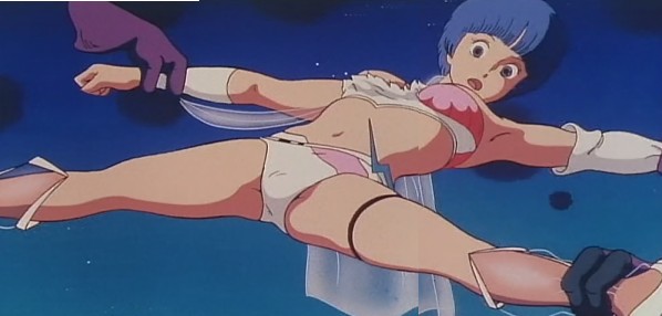 1girls 80s blue_eyes blue_hair cap female imminent_rape leg_grab medium_breasts oldschool open_mouth outstretched_arms screencap solo spread_arms spread_legs tentacles torn_clothes wingman wrist_grab yume_aoi