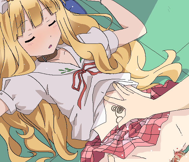 azuki_azusa blonde_hair blood blush clothed_sex female hentai_ouji_to_warawanai_neko. long_hair oekaki sex sleeping tagme tomubobu