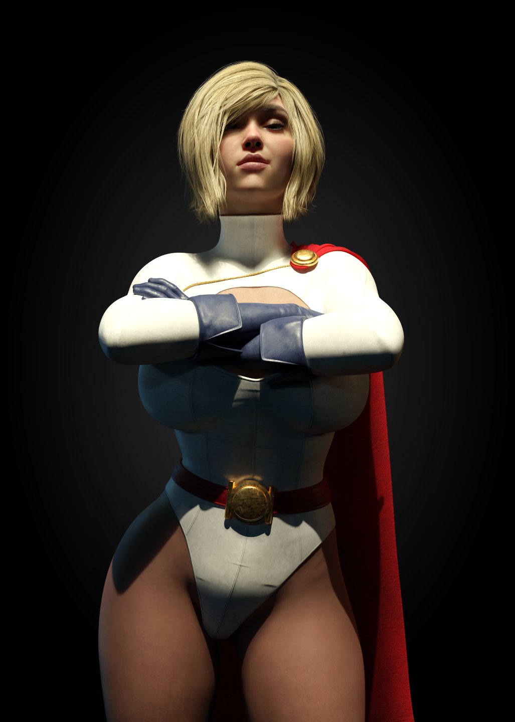 1girls, 3d, 3d (artwork), ass, big ass, big breasts, big butt, blender, blender (software), blonde hair, blue eyes, bob cut, breasts, busty, curvy, cute, dc, dc comics, female, hourglass figure, huge breasts, injustice 2, kara zor-l, karen starr, large breasts, leotard, looking at viewer, medium hair, pov, power girl, power girl (injustice), seductive, seductive look, sensual, smirk, smirking, smitty34, smug, solo, superhero costume, superman (series), thick, thick thighs, wide hips