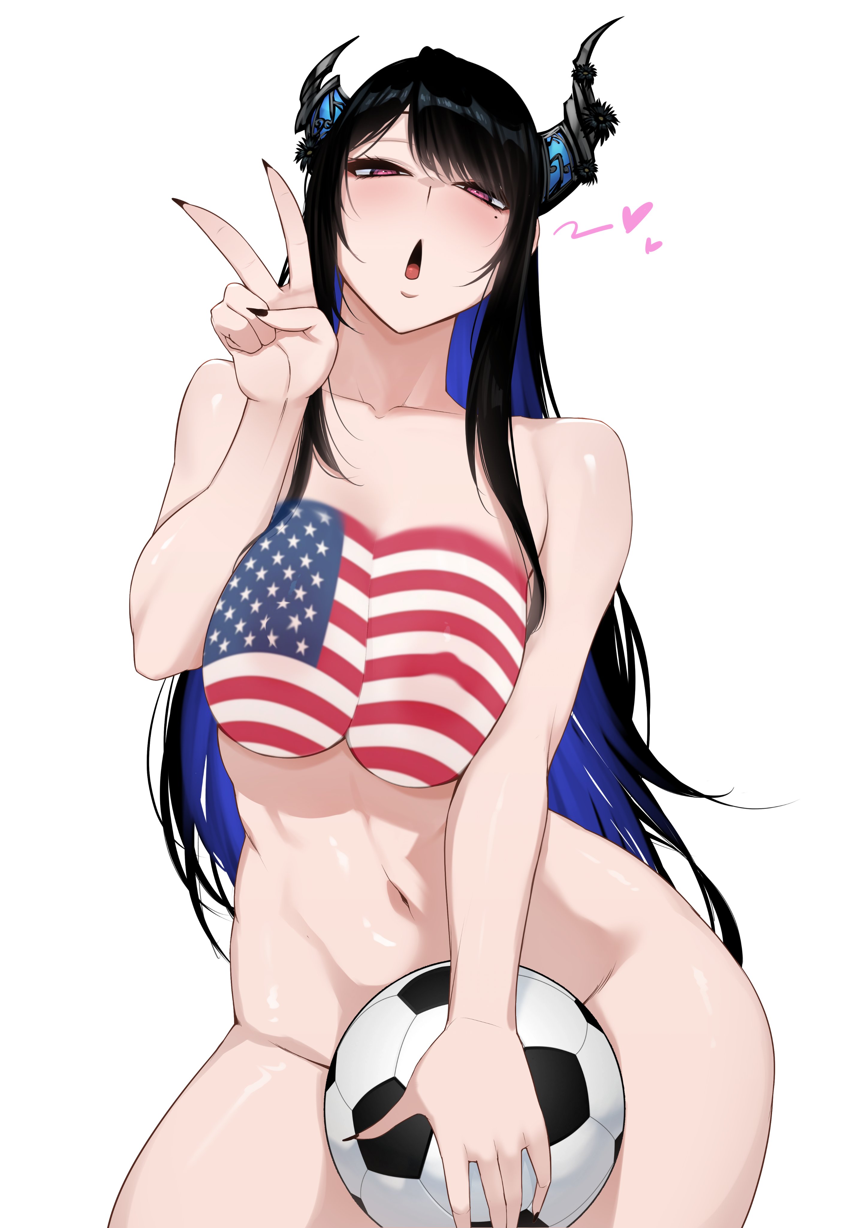 1girls, bodypaint, female, female only, hololive, hololive english, hololive english -advent-, large breasts, light skin, light-skinned female, myth1c, myth1carts, nerissa ravencroft, solo, virtual youtuber
